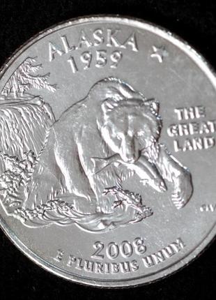 Монета сша 25 центов 2008 г. аляска