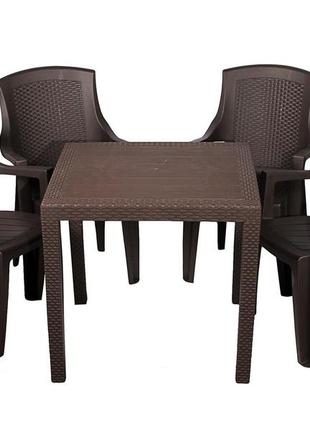 Набір садових меблів progarden стіл king та 4 крісла eden коричневий