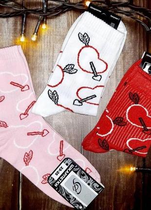 Модні червоні високі шкарпетки з принтом — шкарпетки прикол для дівчини