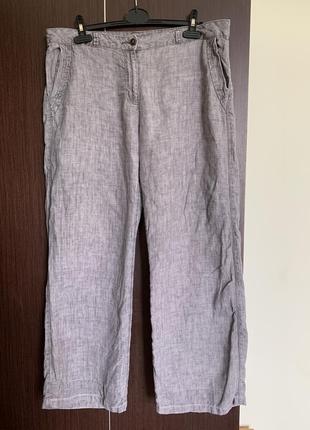 Широкие серые брюки из натурального льна с винтажным эффектом (размер 16/44)
