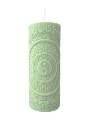 Соєва свічка мандала інь-ян rao 140 г 11х4 см зелена шавлія