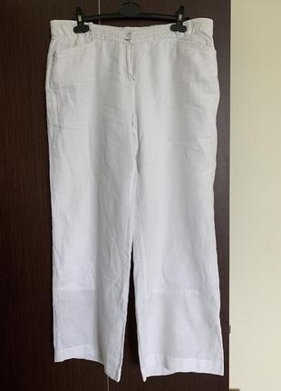 Фірмові широкі білі штани з натурального льону та віскози (розмір 16/44)