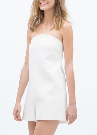 Комбінезон жіночий білий ромпер шорти з відкритими плечима