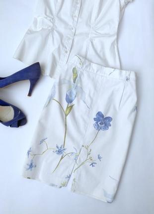Хлопковая юбка с нежным цветочным принтом
