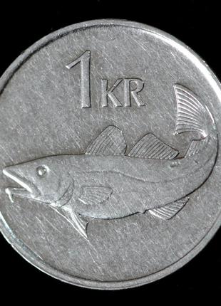 Монета исландии 1 крона 1989-2007 гг. треска