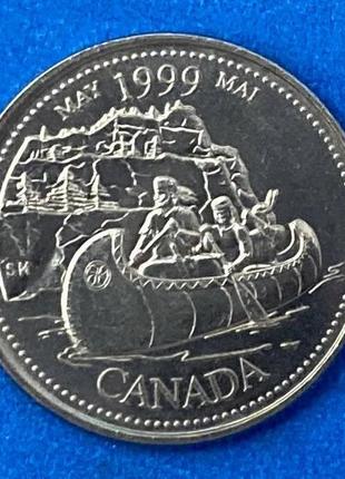 Монета канады 25 центов 1999 г. май