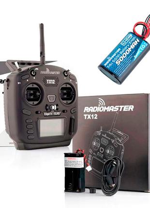 Fpv пульт radiomaster tx12 mkii elrs m2 з акумулятором 21700 radiomaster (1 x 5000маг) для дрона квадрокоптера