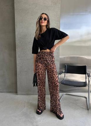 Жіночі трендові леопардові штани кльош
