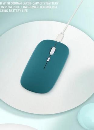 Бездротова миша універсальна slim акумуляторна з під'єднанням через bluetooth і безшумною роботою green