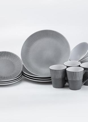 Столовый сервиз тарелок и кружек на 4 персоны керамический `gr`