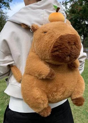 Мягкая игрушка плюшевая капибара-рюкзак 33см capybara plush backpack, velice