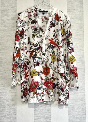 Блуза рубашка вискоза zara цветочный принт