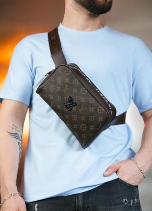 Поясна сумка(бананка) louis vuitton коричневий var2 `gr`