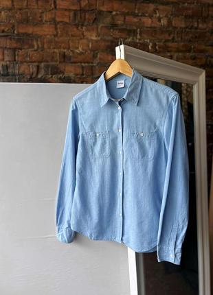 Aspesi women’s blue premium linen cotton button long sleeve shirt жіноча, преміальна сорочка з домішком льону