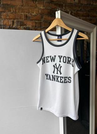 New york yankees majestic athletic men’s white/gray tank top майка
