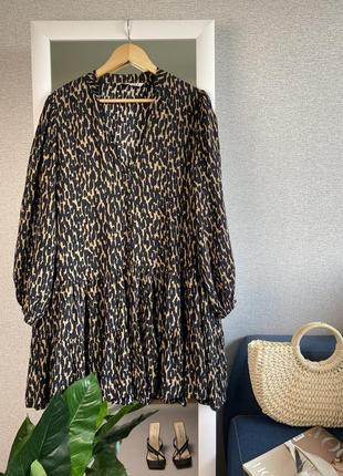 Платье в леопардовый принт zara, размер l