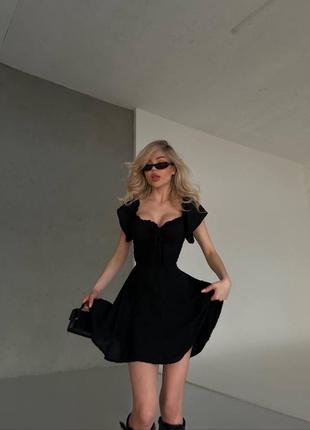 Приголомшлива літня сукня міні вільного крою з регулюючою шнурівкою з якісної тканини, чорна малинова стильна трендова якісна