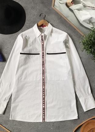 Сорочка hugo boss оригінал хьюго босс жіноча біла подовжена класична з логотипом з довгим рукавом рубашка