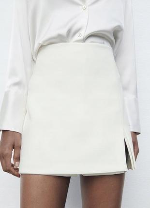 Юбка шорты zara молочные, белые, xs.3 фото