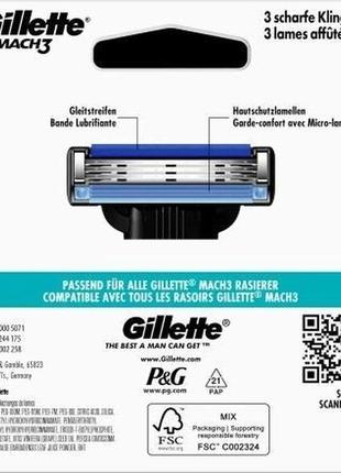 Змінні картриджі для гоління (леза касети) чоловічі gillette mach3 касети 6 шт10 фото