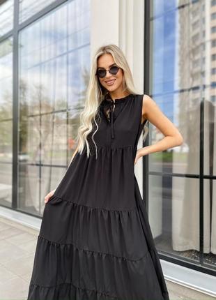 Жіноча довга літня чорна сукня максі балахон літо сарафан xl 2xl 3xl 4xl 5xl для вагітних9 фото