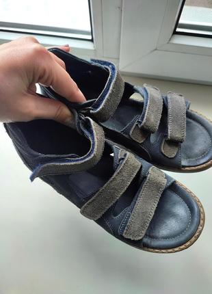 Ортопедические кожаные тёмно-синие сандали/босоножки для мальчика