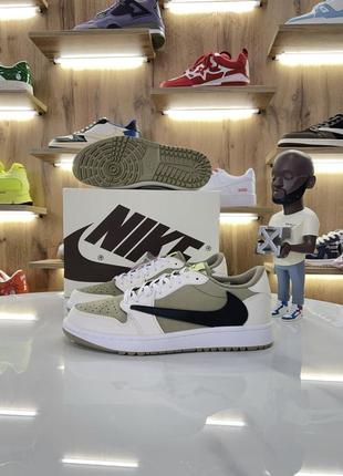 Кросівки nike air jordan 1 low x travis scott “golf” lime beige