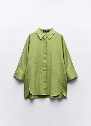 Сорочка оверсайз із льоном лляна zara