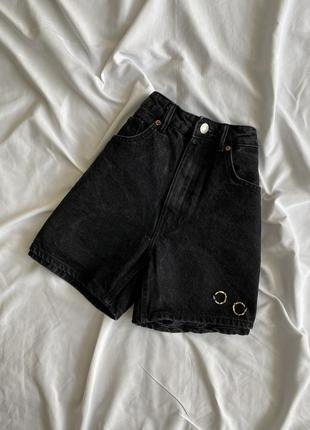 Базові чорні короткі джинсові шорти zara