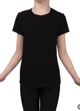 Базовая черная футболка однотонная 98-164см хлопок
