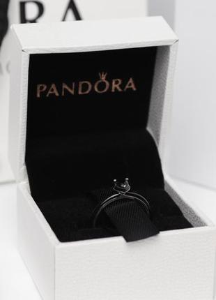 Pandora каблучка чорне серце7 фото