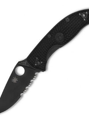 Ніж складний spyderco tenacious black blade frn, напівсерейтор (c122psbbk)