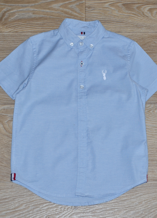 Голубая летняя фирменная рубашка next на мальчика 5 лет