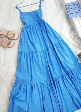 Прекрасна блакитна ярусна сукня на бретельках primark