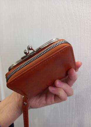 Гаманець жіночий  2 в 1 ( кредитниця + монетниця ) бордова, коричнева3 фото