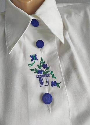 Базова біла блуза з вишивкою зі 100% бавовни, lodenfrey*