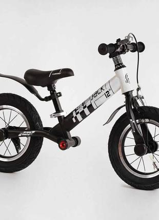 Велобіг corso "skip jack" 11057 (1) чорно-білий, надувні колеса 12", сталева рама з амортизатором, ручний
