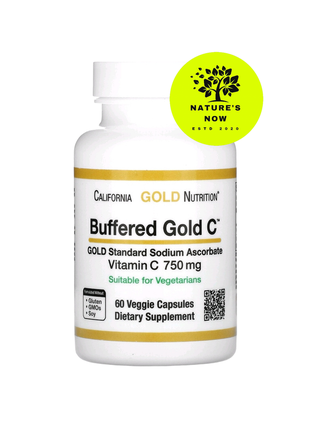 Буферизований вітамін із 750 мг — 60 капсул/аскорбат натрію, gold c