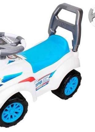 Машинка-толокар technok toys бело-голубая, руль с сигналами 7433