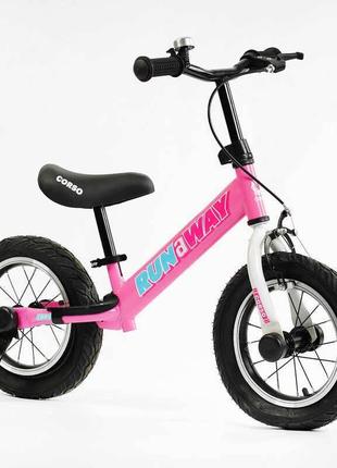 Велобег corso "run-a-way" розовый, 12" колеса cv-04561