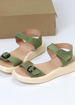 Босоніжки "star", оливковий, натуральна замша