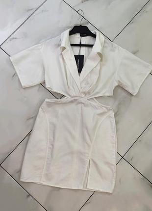 Жіноча котонова біла сукня сорочка сарафан plt 12 m-l (46-48)