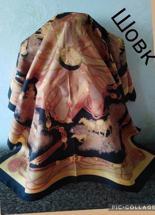 🐴 лошади! натуральный шелк из таиланда, ручная печать, платок, 93*88