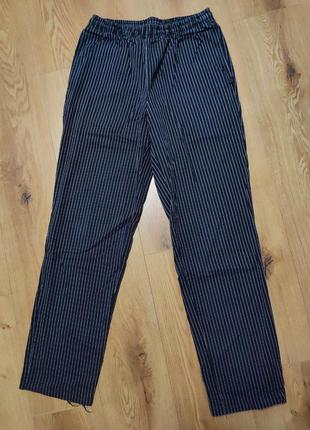 Брюки брюки мужские синие полоска прямые широкие на резинке man, размер l