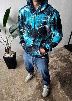 Синие худи мужское с принтами