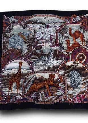 Шелковый платок hermes animal safari silk хустка