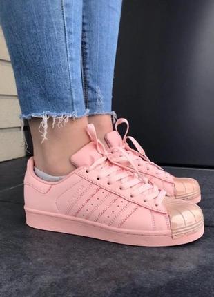 Жіночі кросівки adidas superstar pink