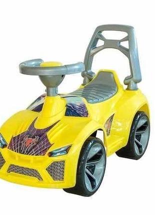 Машинка-толокар orion ламбо, желтая с пауком 021