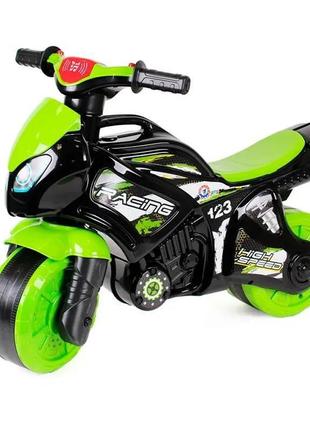 Мотоцикл-толокар technok toys черно-салатовый, звук, свет 5774