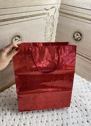 Пакет подарочний червоний / пакетик на подарок / жіночий пакет для подарку / пакетик декор